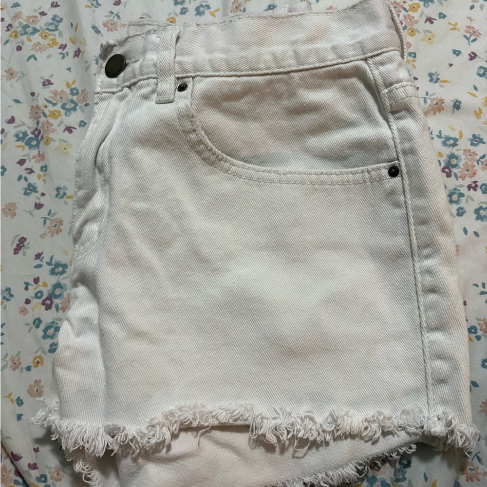 Billabong White Frayed Jean Shorts